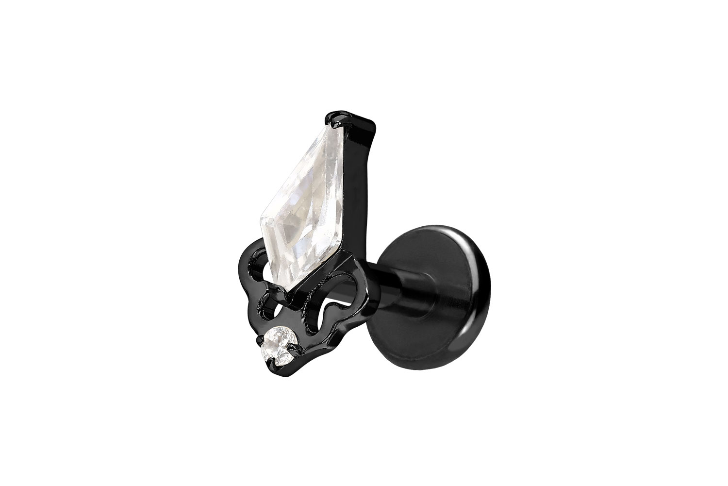 Titan Labret Piercing mit Push Fit KRISTALLSCHILD